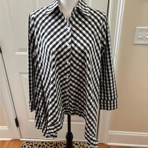 Comfy USA Black White Gingham Checks Top